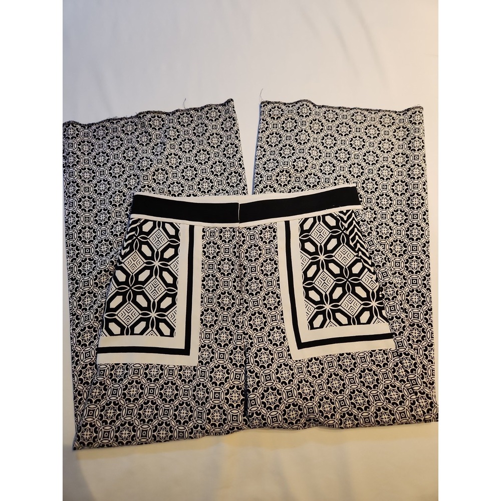 Black White Geometric Tile Print Wide Leg High Waist Boho Palazzo Pants